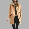 thumbnail image 2 of Women's Long Coat Classic Front Zip Casual Blended Wool Coat With winter coats for women, 2 of 4
