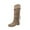 Khaki, variant on Xfvqtps Womens Slouchy Boho Boots with Tassel Winter Fashion Knee High Boots Low Block Heel Comfortable Stretch Suede Casual Boots Khaki