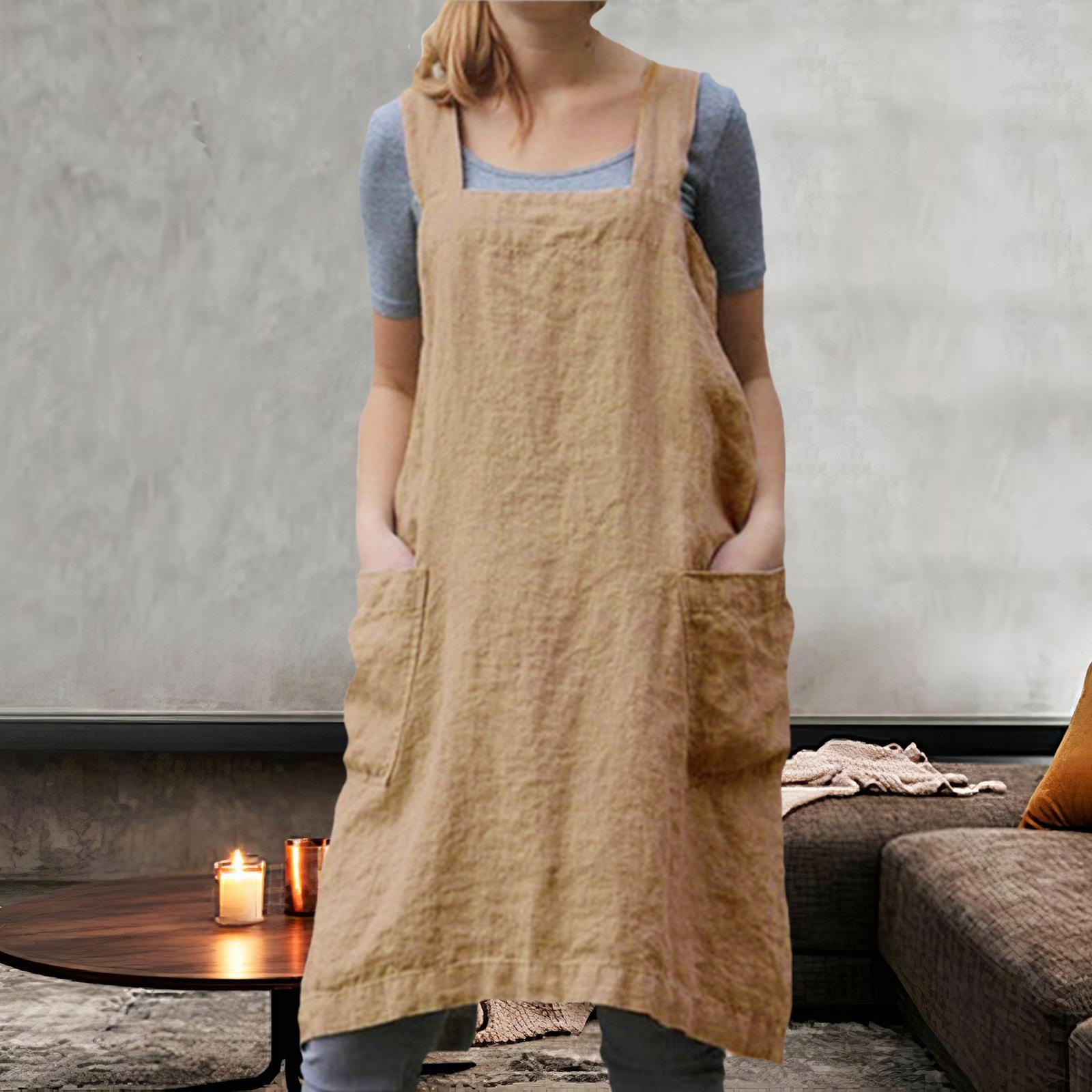 Fiocias 2Pcs Soft Baking Apron with Large Pocket Barista Pinny Painting Gardening restaurant house kitchen Women Men Wife