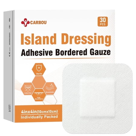[4''x4''-30count] Carbou Island Dressing Bordered Gauze Pads