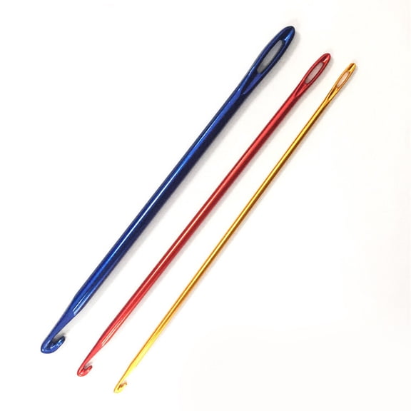 Dytern 3-Piece Crochet Hook Set Aluminum Knitting Needles with Hole for Handcraft Weaving Sweaters Scarves Shawls