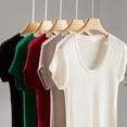 thumbnail image 2 of Shadowsong Women's Tencel U-Neck T-Shirts, White, Size L, 2 of 12