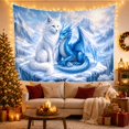 thumbnail image 3 of White Wolf and Blue Dragon on Icy Mountain, Serene Fantasy for Fantasy Art Lovers, Mystical Wildlife Wall Decor, Christmas Gift, Tapestry Wall Hanging for Bedroom and Living Room, 3 of 6