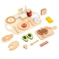 thumbnail image 1 of Tea Party Tableware Wooden Handicraft Toy Kitchen Pretend Play Set Cooking Coffee Bread For Toddlers Kids Birthday Gift Favors, 1 of 7