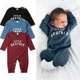 thumbnail image 2 of wsevypo Newborn Baby Boys' Little Brother Romper Short Sleeve Jumpsuits One Piece Outfit, 2 of 5