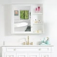 thumbnail image 5 of ANGELES HOME 34"x 30" Wall Mounted Bathroom Medicine Cabinet with Mirror, 6 Tier Wooden Mirror Cabinet Organizer Spacesaver with Shelves Single Soft-Close Door, White, 5 of 9