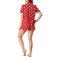 thumbnail image 3 of INSPIRE CHIC Women's Short Sleeve Notch Collar Piped Button Down Sleepwear Polka Dots Pajama Sets X-Small Red-1, 3 of 4