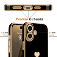 thumbnail image 3 of Entronix Love Heart Luxury Case for iPhone 17, Cute Slim Shockproof Bling Cover, Black, 3 of 7