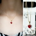 thumbnail image 3 of Lab Grown Ruby 8mm Heart Necklace with Moissanite (AAAA Quality), 18K Yellow Gold, 3 of 7
