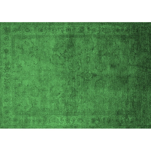Ahgly Company Indoor Rectangle Oriental Emerald Green Industrial Area Rugs, 2' x 5'