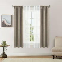Mainstays Twill Blackout and Sheer Curtain Panel Set, 4-Piece, Brown, 27.5" W x 63" L