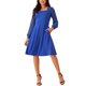 thumbnail image 2 of Vestido casual de longitud a la rodilla con cuello cuadrado de manga larga y puntos suizos INSPIRE CHIC para mujer con bolsillos S azul real, 2 of 5