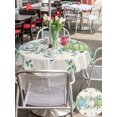 thumbnail image 4 of Outdoor Tablecloth with Umbrella Hole and Zipper, Fall Round Table Cloth 60 Inch Waterproof Tablecloth, Blue Green Pumpkins Thanksgiving Eucalyptus Leaf Flower Picnic Table Cover for Patio Camping, 4 of 7