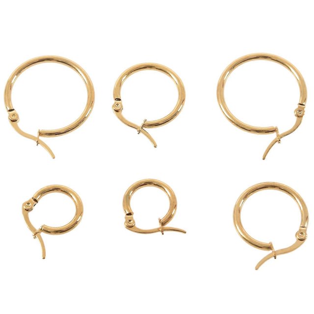 Juego de 3 pares de aros de acero inoxidable de 15 mm, 20 mm y 25 mm en color dorado ------Código de producto 70904