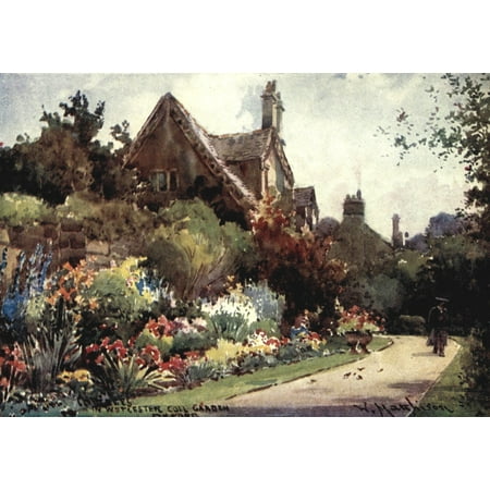 Oxford 1905 Cottages Worcester College Garden Poster Print by  William Matthison