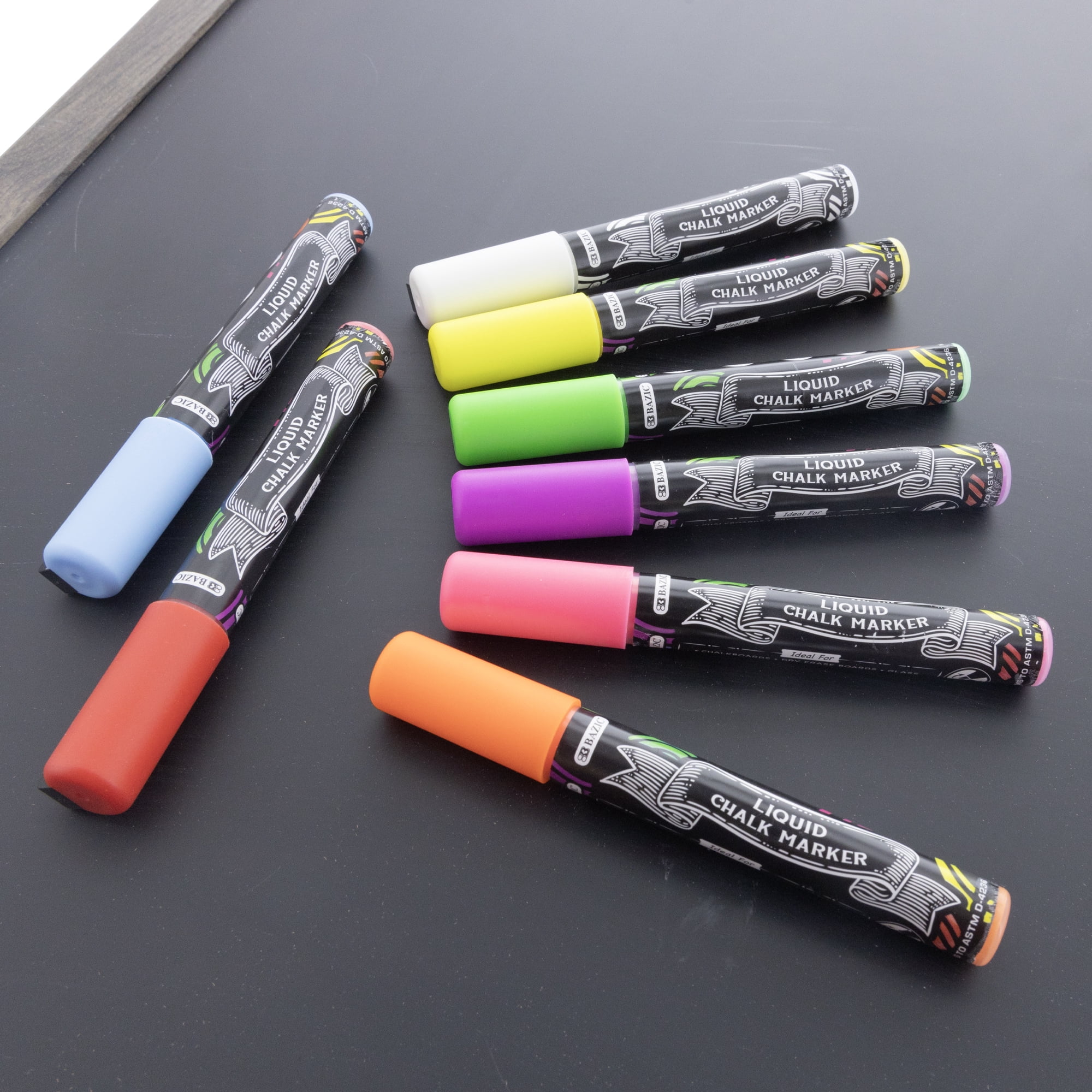 BAZIC Liquid Chalk Markers, 8 Colors Set, Erasable Chalkboard Markers, Reversible Tip for Chalkboards Blackboard Signs Windows Glass, 288-Pack