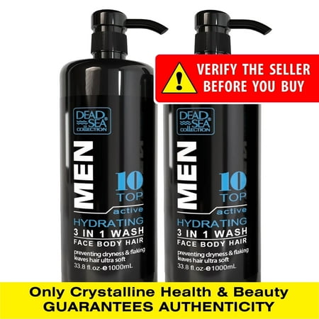 Dead Sea Collection Men&rsquo;s 3-in-1 Body Wash Top 10 Active Pack of 2 33.8 oz Each