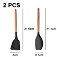 thumbnail image 2 of Juego de utensilios de cocina de silicona de cocina de 2 piezas, herramientas de cocina con mango de madera, 2 of 5
