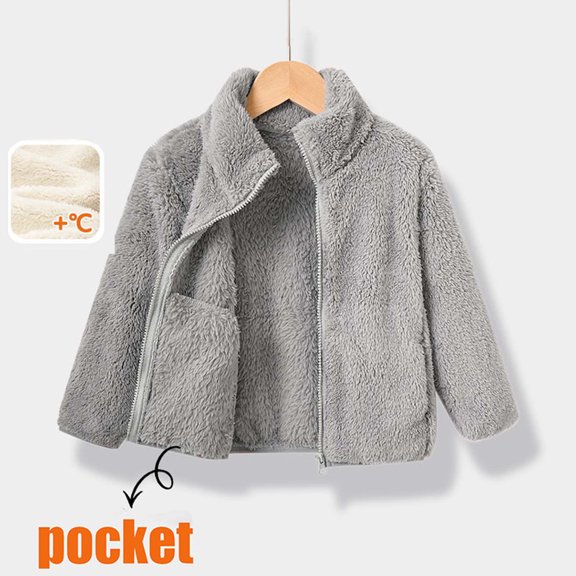 YUNAFFT Girls Thickened Double-Sided Fleece Casual Jacket 1-11Y with Front Pockets Warm Winter Loose Fit Cozy Outwear