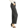 thumbnail image 4 of INSPIRE CHIC Women's Plaid Elastic Waist Button Zipper Straight Leg Long Pants XL Black, 4 of 6