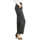 thumbnail image 4 of Pantalones largos rectos de cintura elástica con botones y cremallera de cuadros para mujer Inspire Chic 3XL negros, 4 of 7