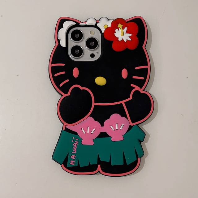 Sanrio-funda estereoscópica de Gel de sílice para IPhone, carcasa suave anticaída, Hello Kitty, modelos 14, 13, 12, 11 Pro Max, 14 Pro Fivean unisex