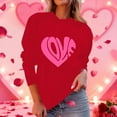 thumbnail image 3 of YueHuiYing Valentine's Day Romantic Pink Heart Print Women's Oversized Crewneck Long Sleeve Hoodless Sweatshirt, 3 of 9