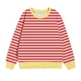 thumbnail image 5 of Miluxas Girls Long Sleeve Crewneck Striped Sweatshirt Casual Color Block Pullover Tops Yellow 1-2 Years, 5 of 8