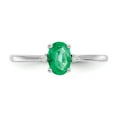 thumbnail image 5 of 14K White Gold Ring Band with Stones (05) May Emerald Oval Green Diamond Round, Size 6, 5 of 5
