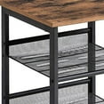 thumbnail image 3 of Wooden Side Table with Metal Mesh Shelves, Set of 2, Black and Brown, 3 of 6