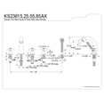 thumbnail image 4 of Kingston Brass KS23685AX Three Handle Roman Tub Filler with Hand Shower, 4 of 4
