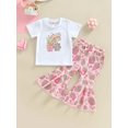thumbnail image 2 of Bagilaanoe 2Pcs Toddler Baby Girl Long Pants Set Print Short Sleeve T Shirt Tops + Flare Trousers 6M 12M 18M 24M 3T 4T 5T Kids Summer Casual Outfits, 2 of 8