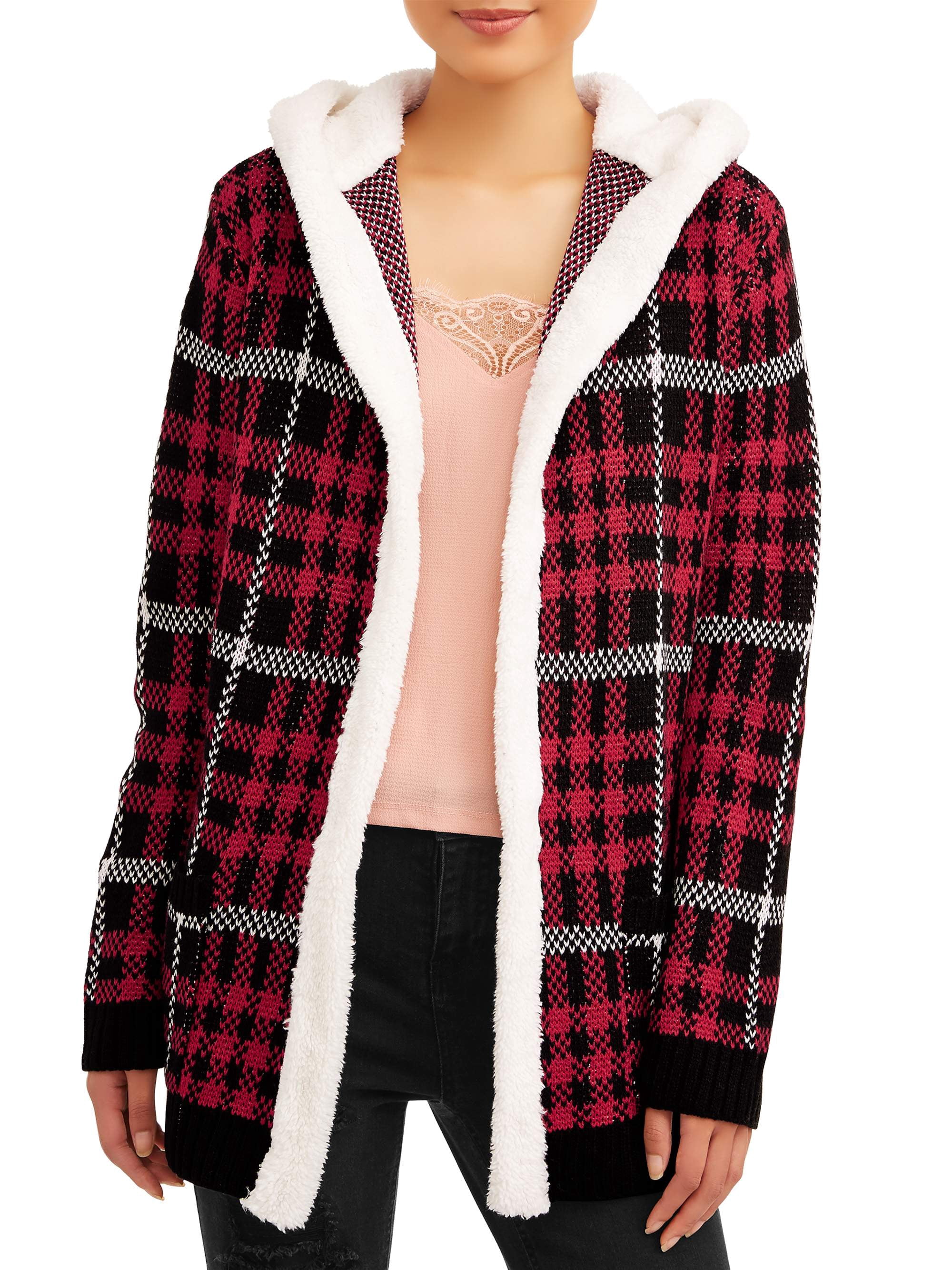 No Boundaries Juniors' Plus Size Sherpa Lined Hooded Cardigan - Walmart.com