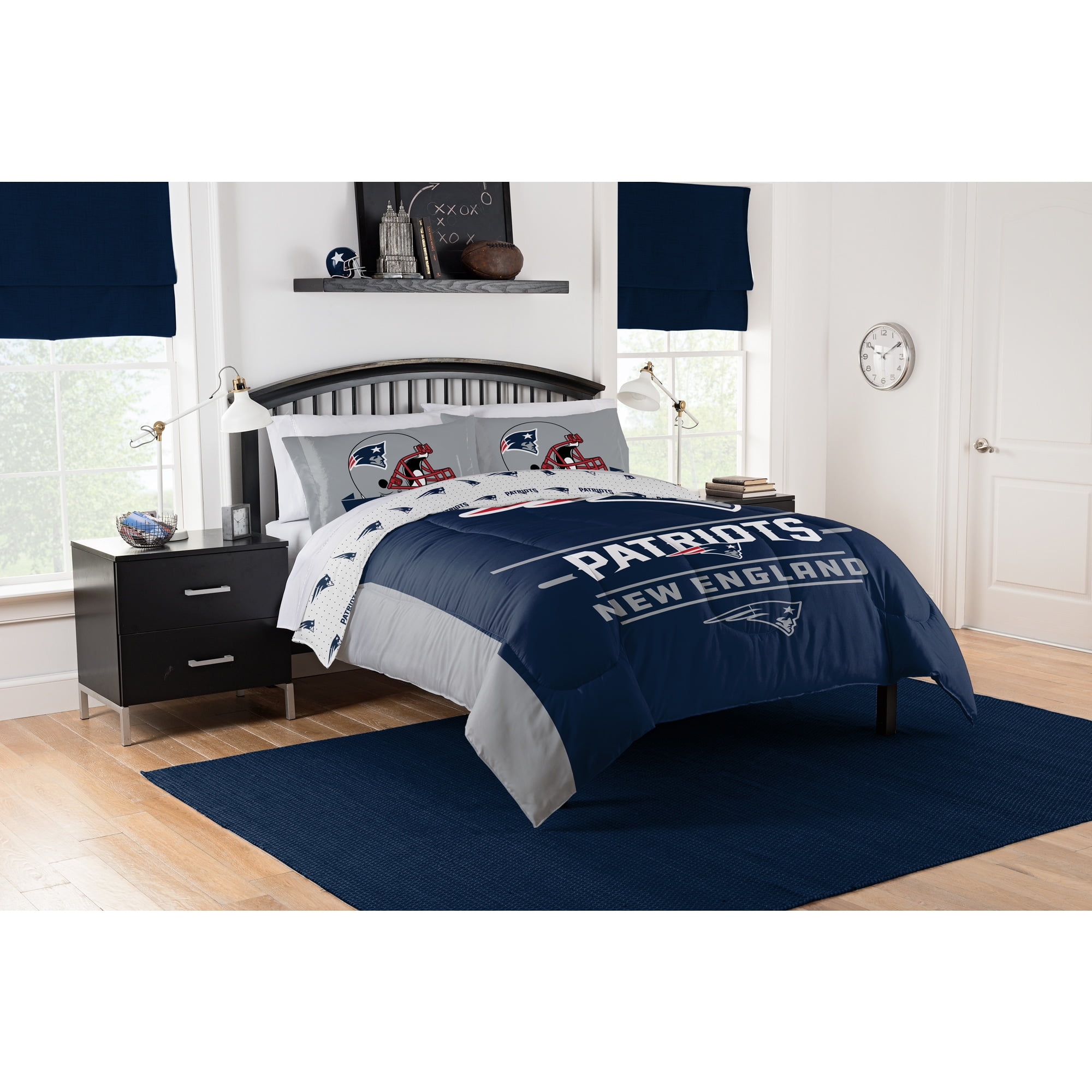 New England Patriots Monument Twin Full/Queen Comforter Set Bedroom Polyester 
