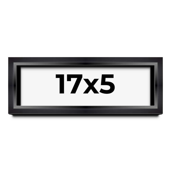 17x5 Shadow Box Frame Black | 1.25 inches Deep Real Wood Contemporary Shadowbox Display Frame | UV