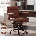 thumbnail image 4 of SOBREMESA Adjustable Rolling Swivel Computer Chair, Home Office Chair with Double Layer Cushion and Removable Armrests, Comfy Desk Chair with Smooth Wheels for Study Bedroom, Dark Brown, 4 of 7