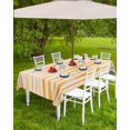 thumbnail image 3 of Pink Striped Outdoor Tablecloth - 60 Inch Round Dining Table Cover, Watercolor Pink White Stripes Waterproof Outdoor Table Cloth with Umbrella Hole & Zipper for Picnic/Patio/Party, 3 of 5
