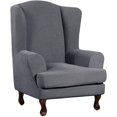 thumbnail image 1 of Housse de sofa en jacquard Extensible pour sofas à 2 Coussins, Gris Charbon, 1 of 7