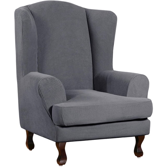 Housse de sofa en jacquard Extensible pour sofas à 2 Coussins, Gris Charbon