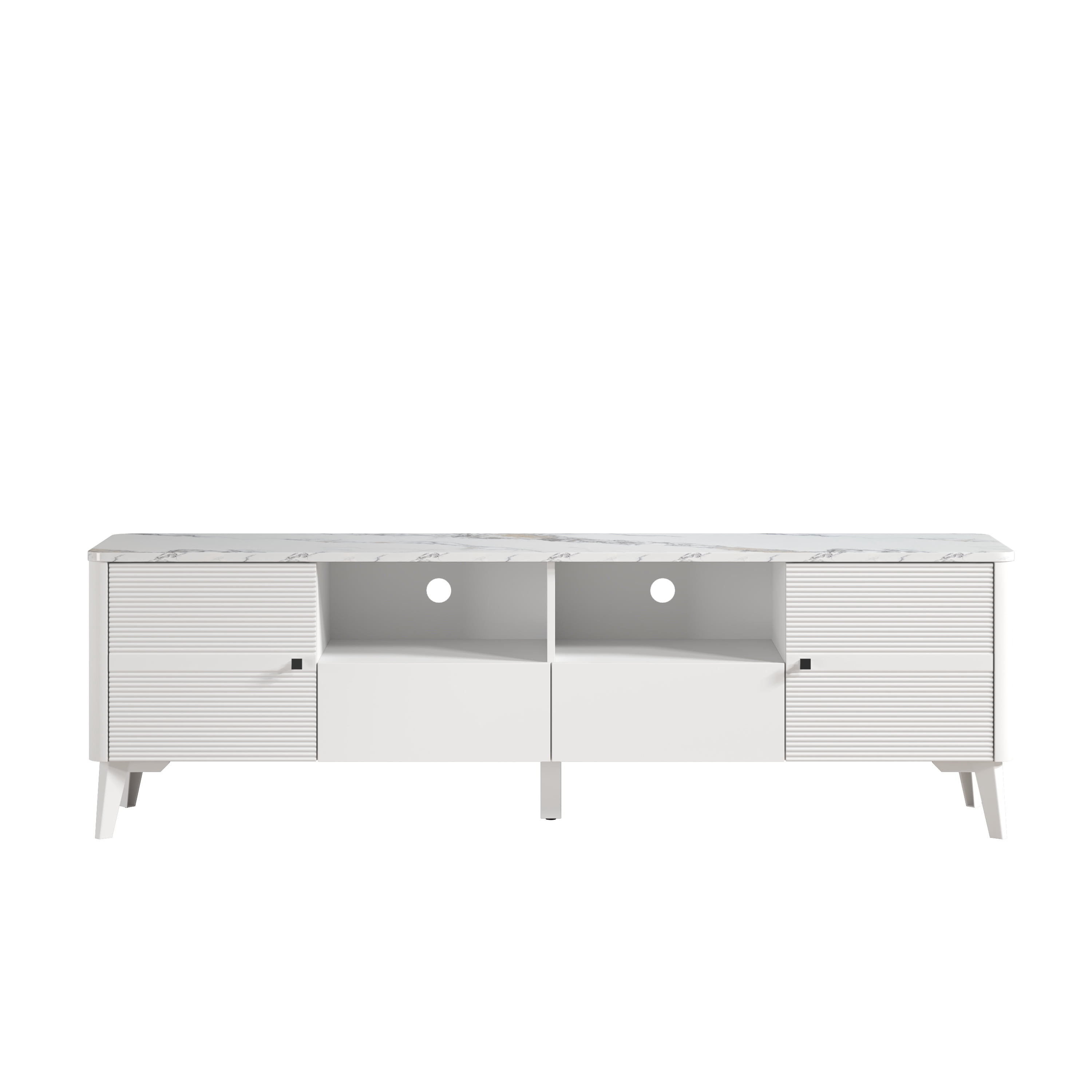 Joy River 70" Entertainment Center with Storage, Urban Blue Finish, Fits 60-75 inch TV, Built-in Cable Management & Adjustable Shelves,White