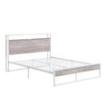 thumbnail image 4 of Full Size Platform Bed Frame with Sockets and USB ports, Metal Metal and Wood Bed Frame with Headboard and Footboard, Noise-Free, No Box Spring Needed, White, 4 of 7