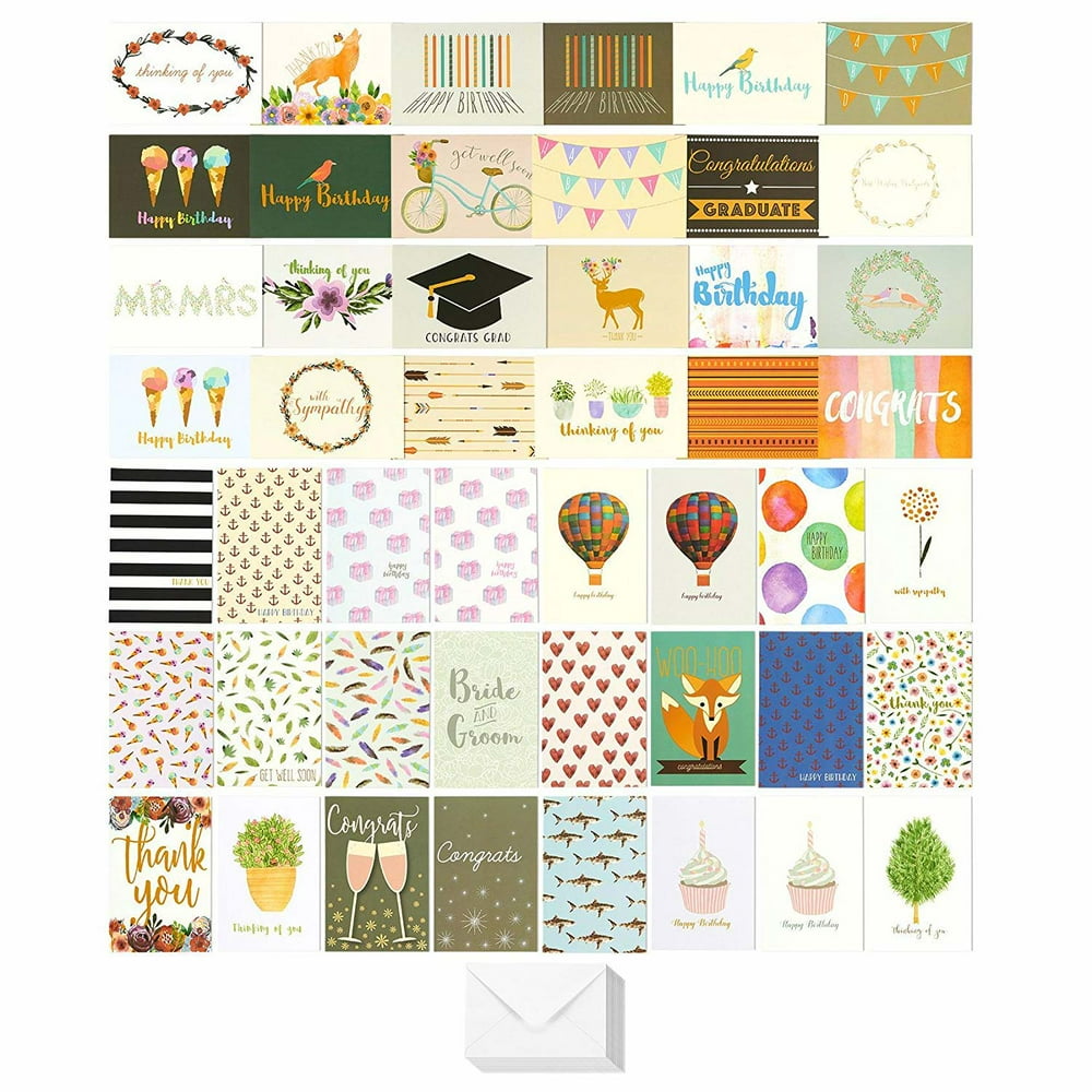 48 Pack Assorted All Occasion Greeting Cards  Includes Birthday