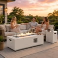 thumbnail image 3 of RADIATA 42” Rectangle Fire Pit Table, Dual Fuel Propane & Natural Gas Outdoor Firepit with Tank Table, 50000 BTU, Light Gray, 3 of 11