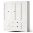 thumbnail image 4 of PARKWELL 4-Door Armoire Wardrobe Closet with 2 Drawers, Clothing Rod and Cabinet, Freestanding Clothing Armoires Closet Organizer for Bedroom, White, 4 of 7