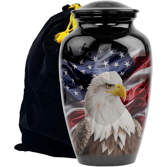American Flag urn- Cremation Urns for Human Ashes Adult Male for Funeral, Burial or Home Cremation Urns for Adult Male Large Urns for Dad & Cremation Urns for Adults