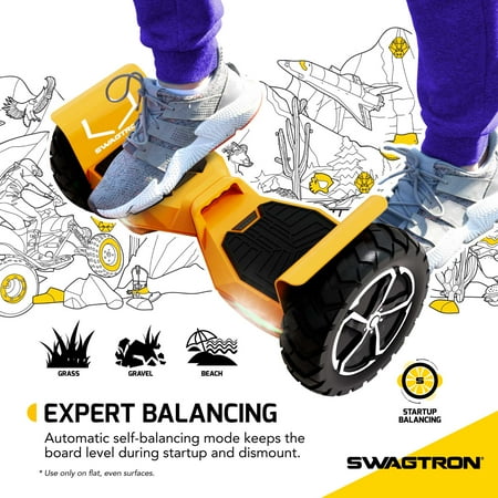 Swagtron - swagBOARD T6 Off-road Self-Balancing Scooter - 12 Mile Range with Speeds up to 12 mph - Pink