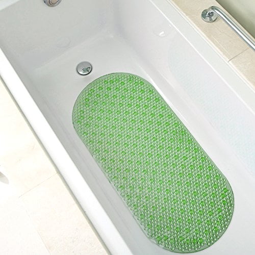 Bath Mat Extra Long (35"x15") Non Slip Cushioned (Green) Bathtub Mat
