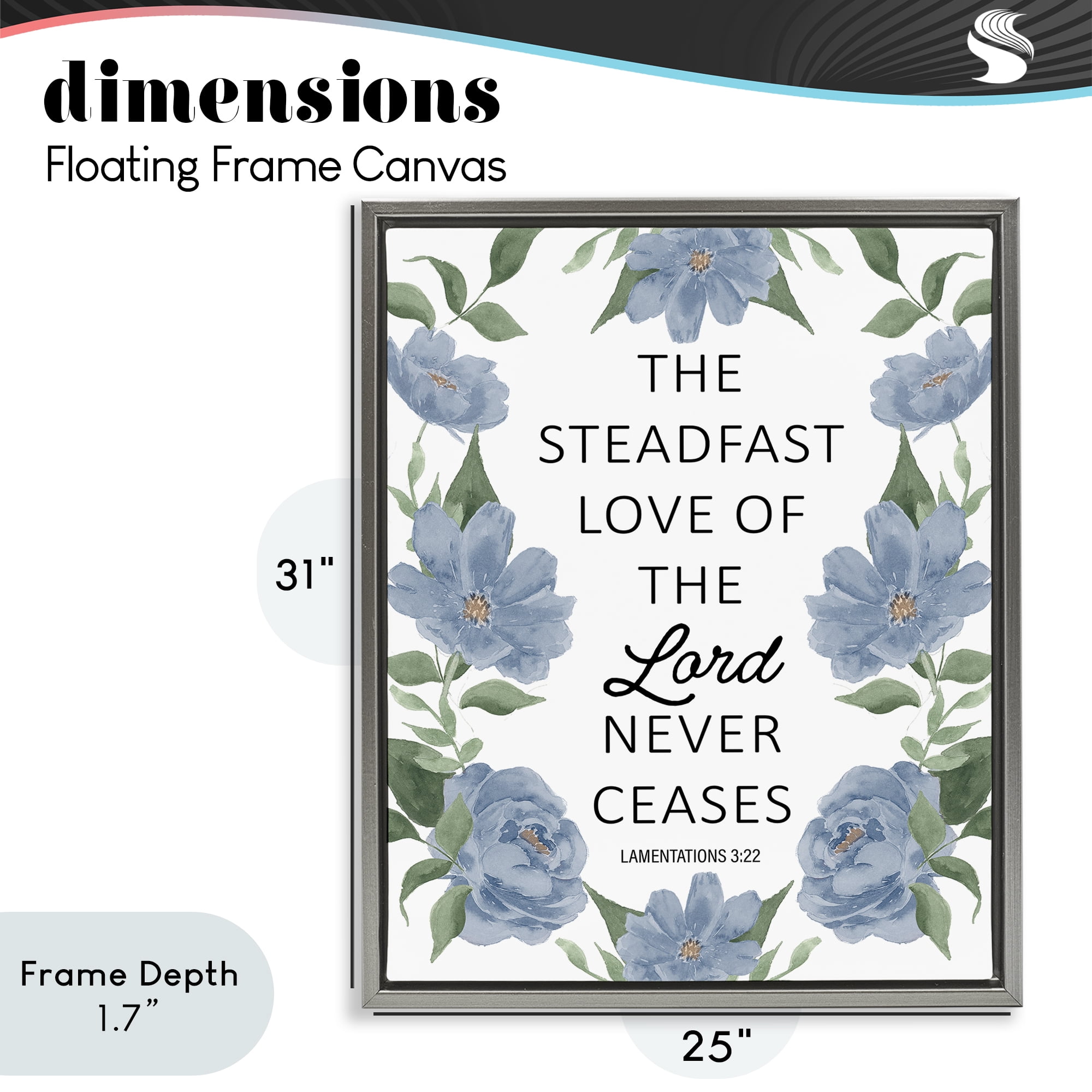 Stupell Industries Steadfast Love Of The Lord Gray Framed Floater Canvas Wall Art, design by Lucille Price