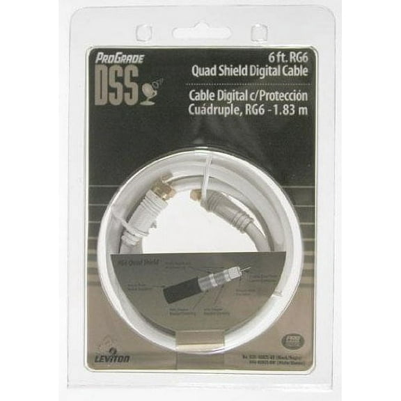 Leviton White RG6 Quad Shield Digital Coax Cable 6-Foot 40871-6W