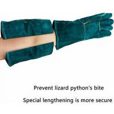Anti-Bite Handling Gloves for Animals, Leather Safety Work Gloves for Bathing, Grooming, Handling Dogs, Cats, Birds, Snakes, Lizards, Reptiles - Protective Gloves